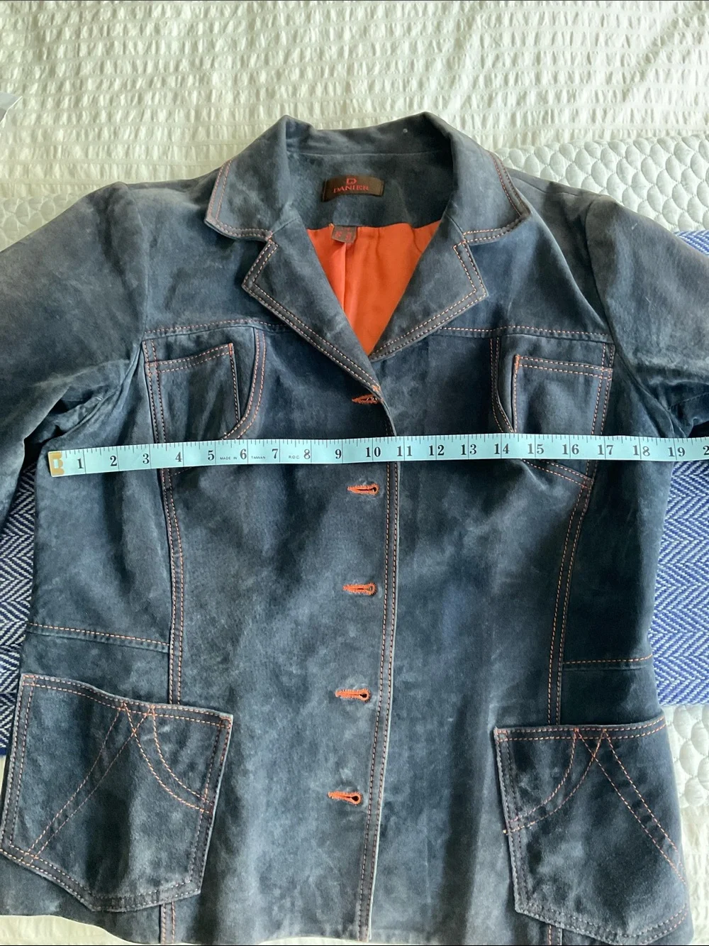 Danier Grey-Purple Suede Jacket with Rust Orange Lining - Picture 10 of 10